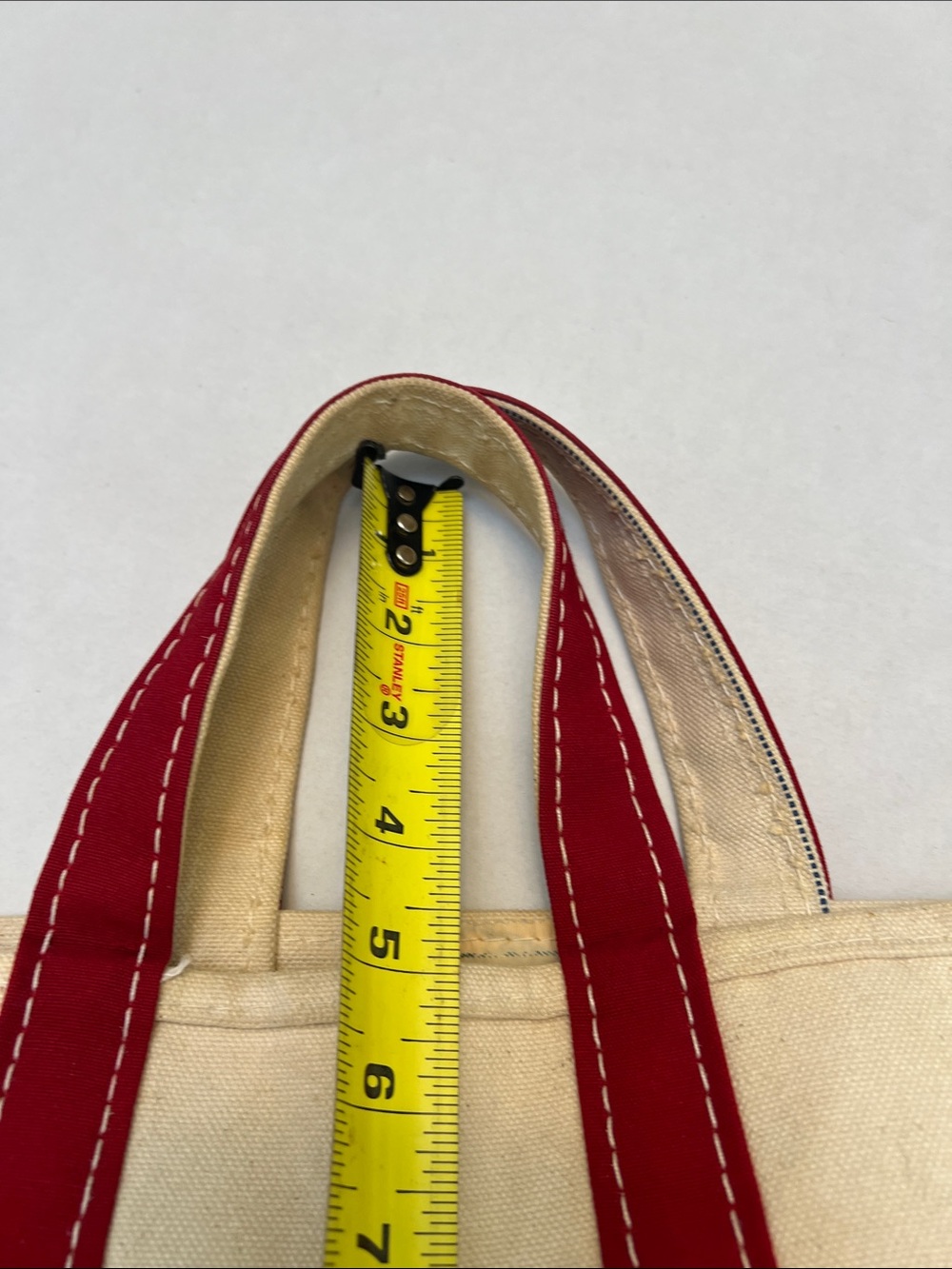 RARE 1970’s VINTAGE RETRO L.L.BEAN CREAM CANVAS TOTE WITH RED TRIM & BOTTOM - Picture 15 of 16